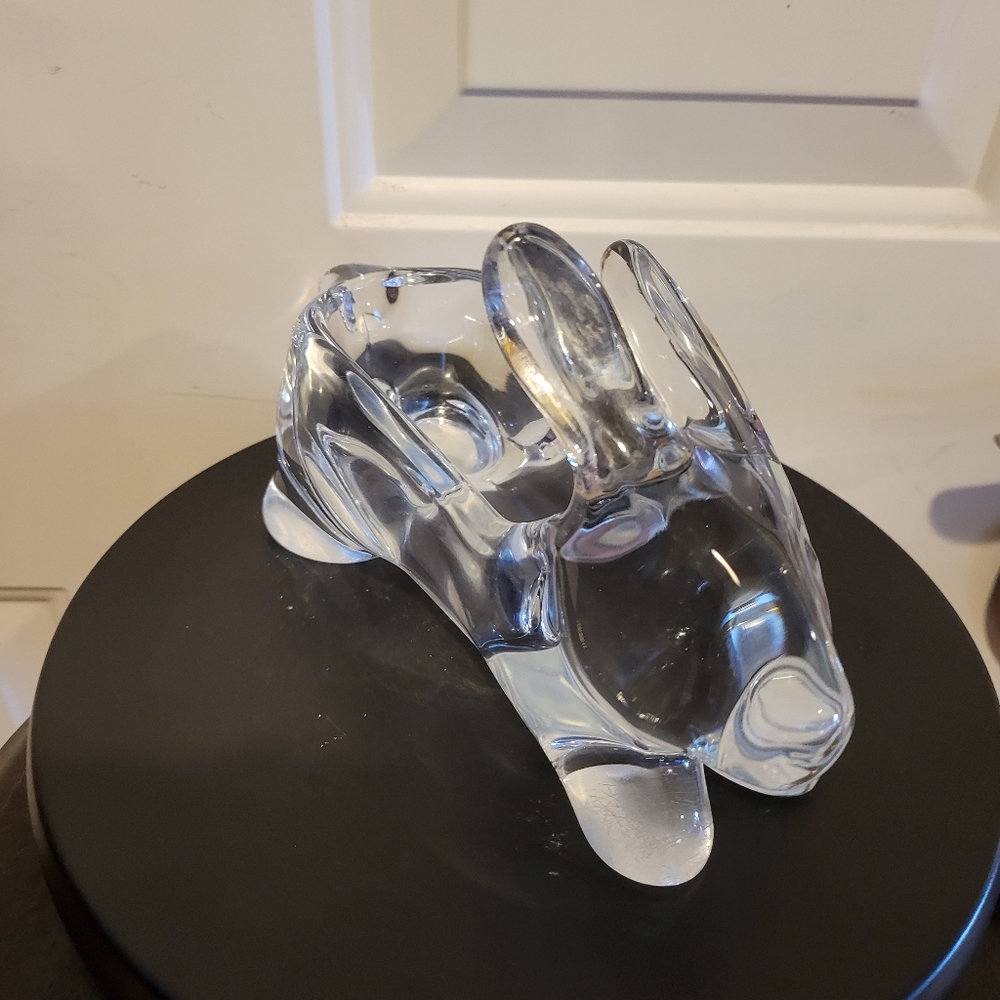Clear Crystal Glass Bunny Rabbit Dish Bowl Vintage - Picture 9 of 14